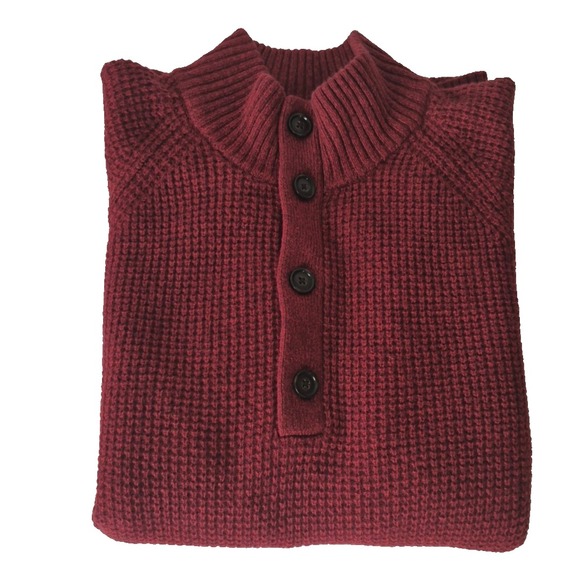 Banana Republic Other - Banana Republic Sweater Mens XL Red Wool Blend Button Pullover Italian Yarn Knit